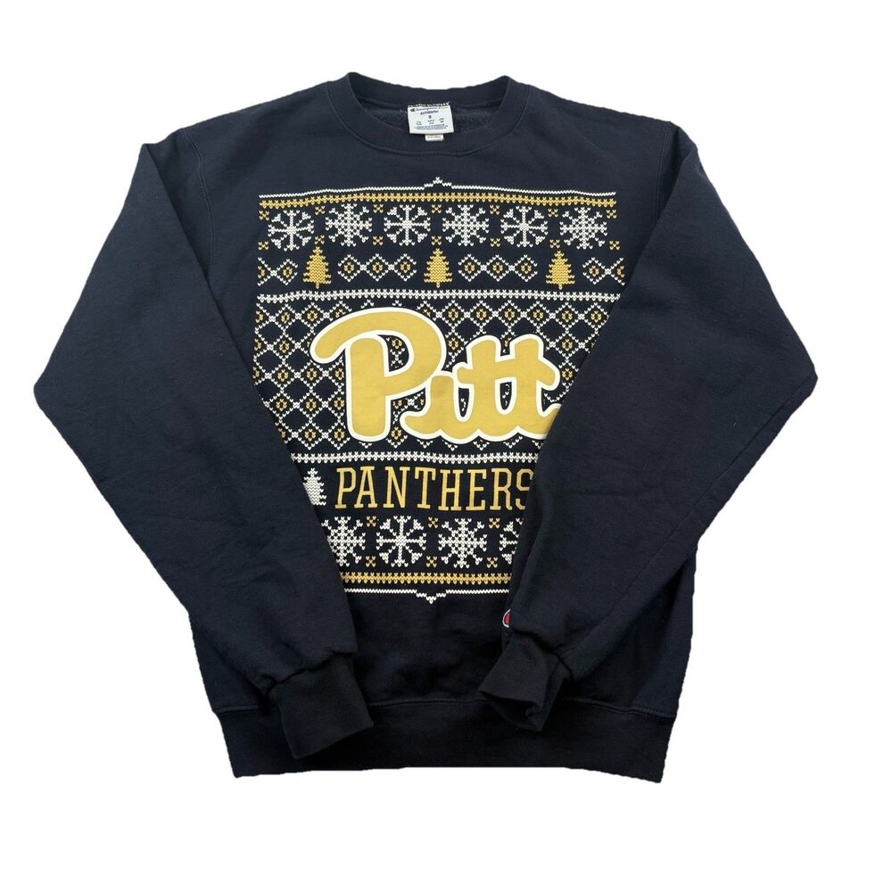 Pitt Panthers Holiday Sweater Womens S Navy Blue Champion Crew Neck
